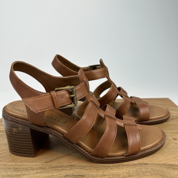 Zodiac Shoes - Womens Zodiac Inessa‎ Brown Faux Leather Gladiator Block Heels Sandals Size 11 M